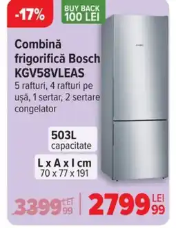 Carrefour Combinǎ frigorifică Bosch KGV58VLEAS Ofertă