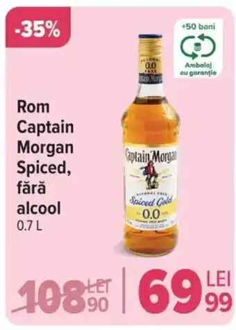 Carrefour Rom Captain Morgan Spiced, fără alcool Ofertă