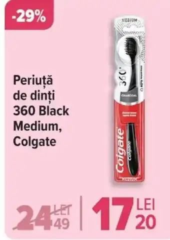 Carrefour Periuţă de dinți 360 Black Medium, Colgate Ofertă