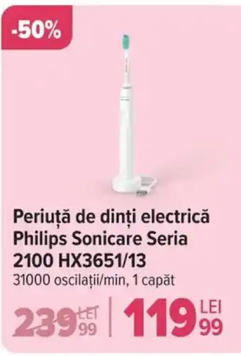 Carrefour Periuţă de dinți electrică Philips Sonicare Seria 2100 HX3651/13 Ofertă