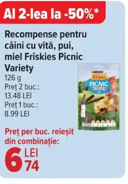 Carrefour Market Recompense pentru câini cu vită, pui, miel Friskies Picnic Variety Ofertă