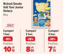 Carrefour Brânză Gouda felii Toni Junior Delaco Ofertă