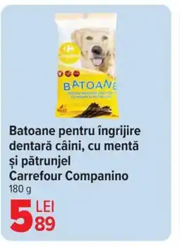 Carrefour Batoane pentru îngrijire dentară câini, cu mentă şi pătrunjel Carrefour Companino Ofertă