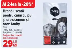 Carrefour Hrană uscată pentru câini cu pui şi orez/somon şi orez Amity Ofertă