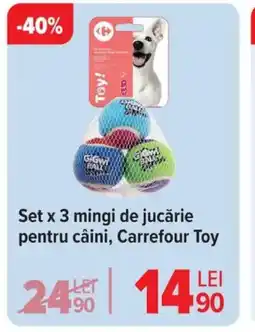 Carrefour Set x 3 mingi de jucărie pentru câini, Carrefour Toy Ofertă