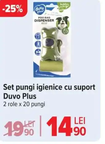 Carrefour Set pungi igienice cu suport Duvo Plus Ofertă