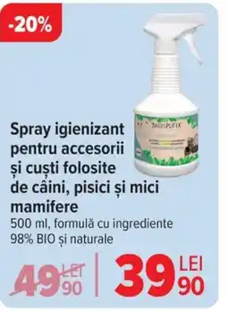 Carrefour Spray igienizant pentru accesorii și cuşti folosite de câini, pisici şi mici mamifere Ofertă