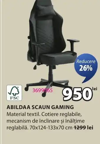 JYSK Abildaa scaun gaming Ofertă