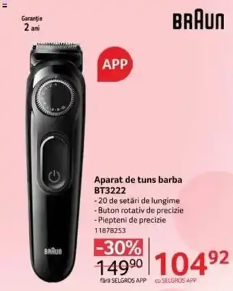 Selgros BRAUN Aparat de tuns barba BT3222 Ofertă