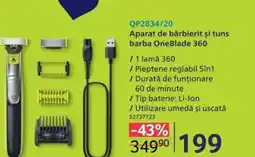 Selgros QP2834/20 Aparat de bărbierit şi tuns barba OneBlade 360 Ofertă