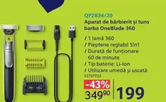 Selgros QP2834/20 Aparat de bărbierit şi tuns barba OneBlade 360 Ofertă