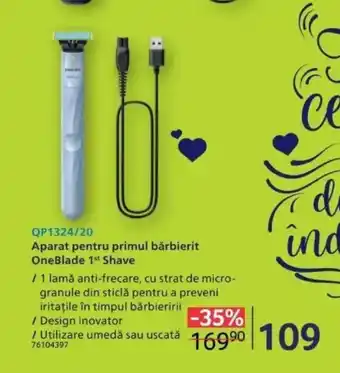 Selgros QP1324/20 Aparat pentru primul bărbierit OneBlade 1st Shave Ofertă