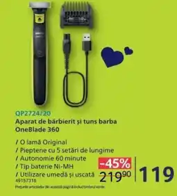 Selgros QP2724/20 Aparat de bărbierit şi tuns barba OneBlade 360 Ofertă