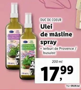 Lidl DUC DE COEUR Ulei de măsline spray Ofertă