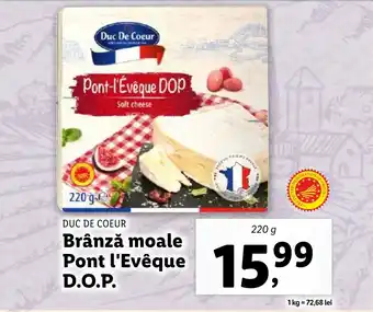 Lidl DUC DE COEUR Brânză moale Pont l'Evêque D.O.P. Ofertă