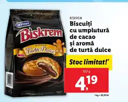 Lidl BISKREM Biscuiţi cu umplutură de cacao şi aromă de turtă dulce Ofertă