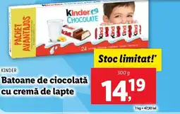 Lidl KINDER Batoane de ciocolată cu cremă de lapte Ofertă