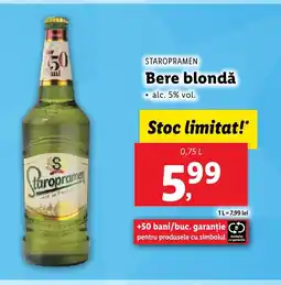 Lidl STAROPRAMEN Bere blondǎ Ofertă