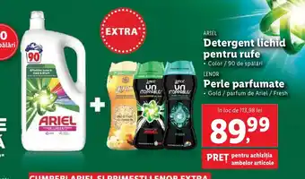 Lidl ARIEL Detergent lichid pentru rufe + LENOR Perle parfumate Ofertă