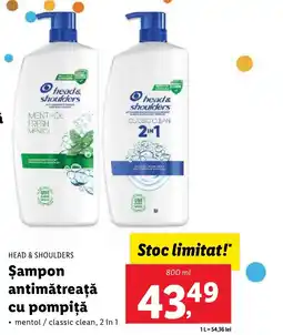 Lidl HEAD & SHOULDERS Şampon antimǎtreață cu pompiţă Ofertă