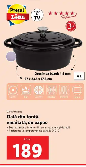 Lidl LIVARNO HOME Oală din fontǎ, emailată, cu capac Ofertă