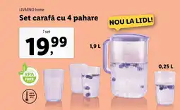 Lidl LIVARNO HOME Set carafă cu 4 pahare Ofertă