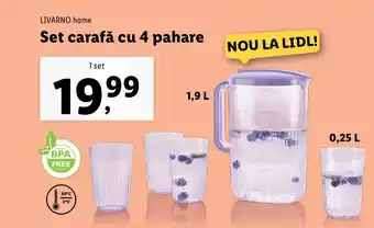 Lidl LIVARNO HOME Set carafă cu 4 pahare Ofertă