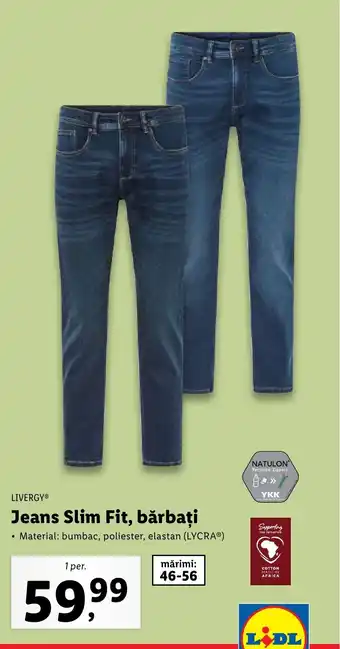 Lidl LIVERGYⓇ Jeans Slim Fit, bărbaţi Ofertă