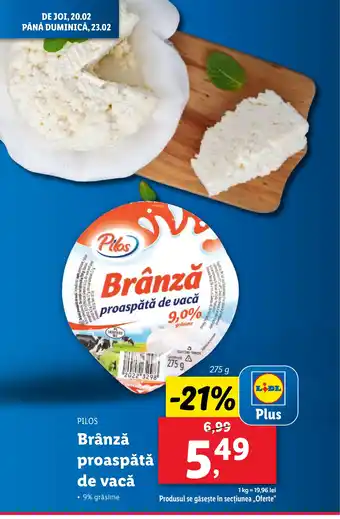 Lidl PILOS Brânză proaspǎtǎ de vacǎ Ofertă