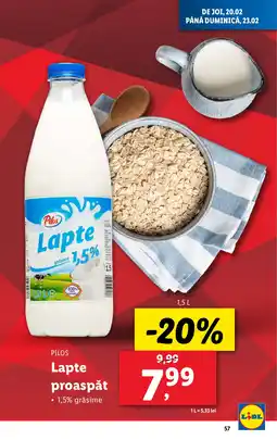 Lidl PILOS Lapte proaspăt Ofertă