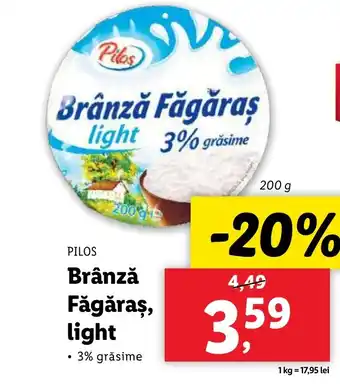 Lidl PILOS Brânză Făgăraş, light Ofertă