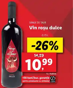 Lidl SÂNGE DE TAUR Vin roşu dulce Ofertă