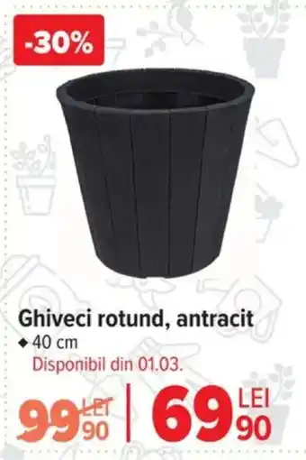 Carrefour Ghiveci rotund, antracit Ofertă