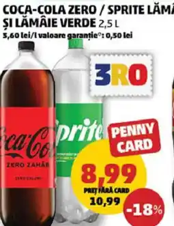 Penny Coca-cola zero / sprite lămâie şi lămâie verde Ofertă