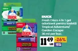 Annabella DUCK Fresh Discs 4 In 1 gel odorizant pentru toaletă Tropical Adventure/ Garden Escape Ofertă