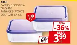 Auchan Aban caserole din sticla cu capac rotunde si patrate Ofertă