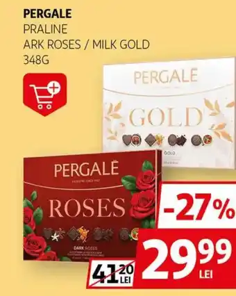 Auchan Pergale praline ark roses / milk gold Ofertă