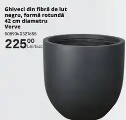 Brico Depôt Ghiveci din fibră de lut negru, formă rotundǎ 42 cm diametru Verve Ofertă