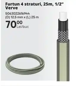 Brico Depôt Furtun 4 straturi, 25m, 1/2" Verve Ofertă