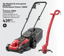 Brico Depôt Set Maşină de tuns gazon electrică Performance Power 1200W+ Trimmer 300W Ofertă