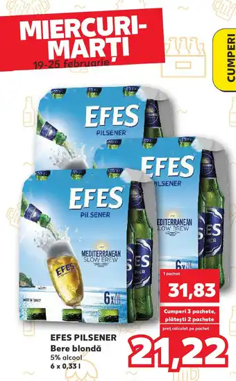 Kaufland EFES PILSENER Bere blondă 5% alcool Ofertă