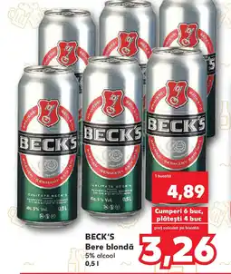 Kaufland BECK'S Bere blondă 5% alcool Ofertă