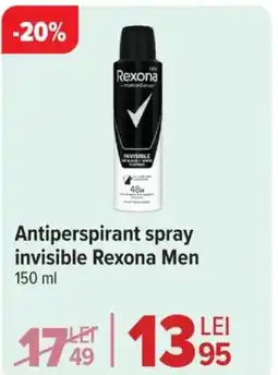 Carrefour Market Antiperspirant spray invisible Rexona Men Ofertă