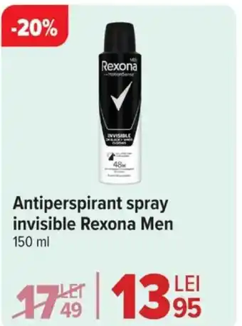 Carrefour Market Antiperspirant spray invisible Rexona Men Ofertă