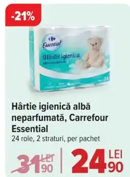 Carrefour Market Hârtie igienică albă neparfumată, Carrefour Essential Ofertă