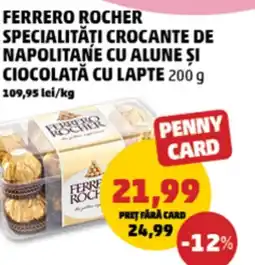 Penny FERRERO ROCHER Specialități crocante de napolitane cu alune și ciocolată cu lapte Ofertă