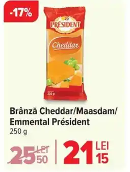 Carrefour Brânză Cheddar/Maasdam/ Emmental Président Ofertă