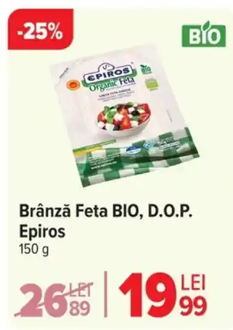 Carrefour Brânză Feta BIO, D.O.P. Epiros Ofertă