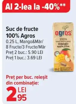 Carrefour Suc de fructe 100% Agros Ofertă