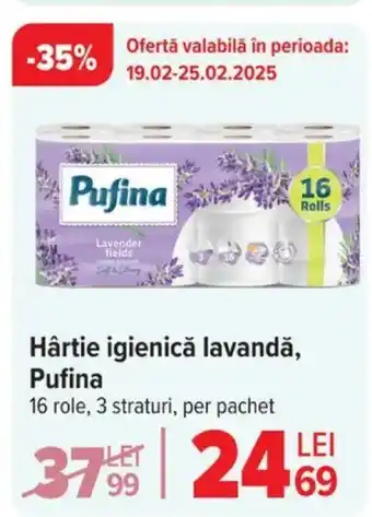 Carrefour Hârtie igienicǎ lavandă, Pufina Ofertă